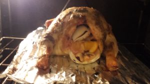 whole roasted chicken in oven