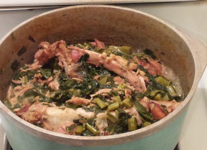 Cooking collard greens with smoked turkey