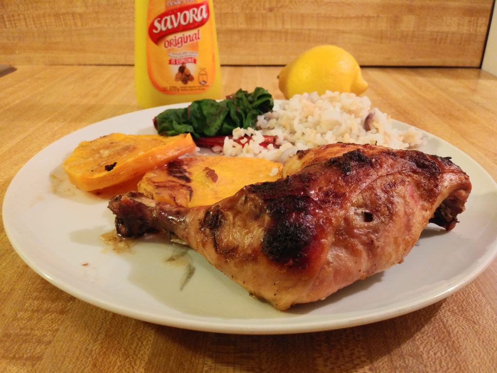 Lemon mustard chicken is a traditional Argentine dish that is perfect for baked chicken leg quarters.