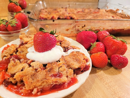 Strawberry Dump Cake with Cake Mix and Pie Filling