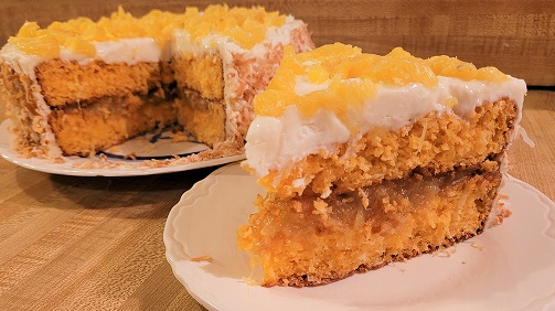 Pineapple Coconut Cake with Pineapple Filling