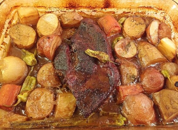 Mississippi Pot Roast with Potatoes and Carrots in the Oven