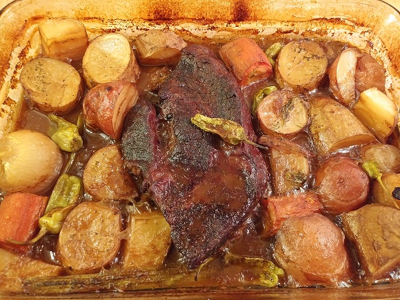 Mississippi Pot Roast with Potatoes and Carrots in the Oven