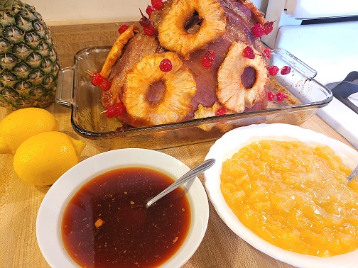 Christmas Ham with Pineapple and Cherries
