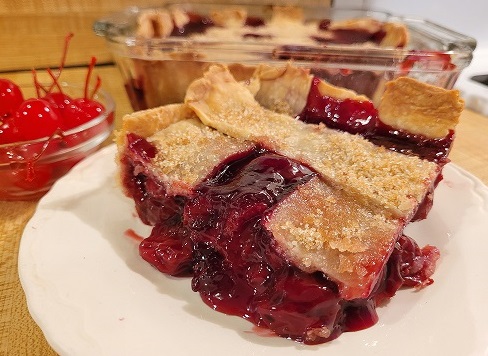Cherry Cobbler with Pie Crust and Frozen Cherries