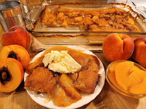 Peach Cobbler Made with Canned Peaches